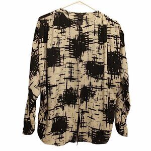 ST. JOHN button-down top women's Silk Print Summer Long-Sleeve crew neck size 6